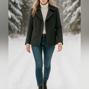 J. Crew Stadium Cloth by Nello Gori Black/Gray Peacoat